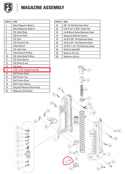 FSC magazine - clamp fin pin #14